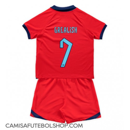 Camisa de time de futebol Inglaterra Jack Grealish #7 Replicas 2º Equipamento Infantil Mundo 2022 Manga Curta (+ Calças curtas)